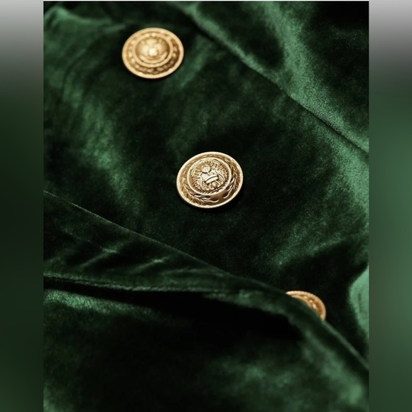 L’Agence Forest Green Brook Velvet Crop Blazer – Size 8 - Picture 2 of 16